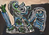The Instructor / Circus #11/100 by Karel Appel, 1976, colour lithograph on paper, sold Apr 2025