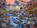 John H. Burrow, Eva Lake - Mount Revelstoke, acrylic on canvas board