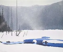 Leyda Campbell, Winter River, Yellowhead Hwy., oil on canvas