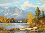 Duncan MacKinnon Crockford, Mount Yamnuska and Chilver Lake, Seebe, Alberta, 1980, oil on canvas
