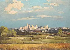 Glimpse of the Cruel City [Calgary - from bearspaw Heights] by Duncan MacKinnon Crockford, oil on canvas, sold Apr 2025