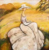 Ludmila Curilova, Pretty in a Meadow, oil on canvas