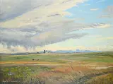 N. Nicholas de Grandmaison, Cardston and Chief Mountain, oil on canvas