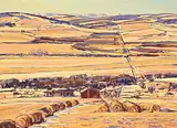 William Duma, Foothills Farm, 1984, acrylic on canvas board