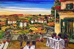 Maya Eventov, Untitled - Terrace in Bloom, 2005, acrylic on canvas