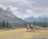 Peter Maxwell Ewart, East of Sask. River - Crossing Alta., oil on canvas board