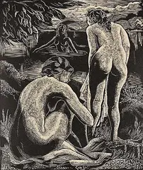 Emil Ganso, Bathers, 1933, wood engraving on paper
