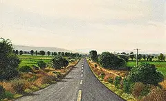 Joice Hall, Driving South #90 [Guanajuato], 1998, oil on canvas board