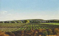 Joice Hall, Driving South #88 [Guanajuato], 1998, oil on canvas board