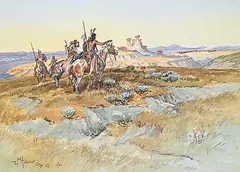 John Wade Hampton, Buffalo Scouts, 1980, watercolour on paper