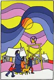 Ted Harrison, Village Bell #35/100, 1981, colour silkscreen on paper