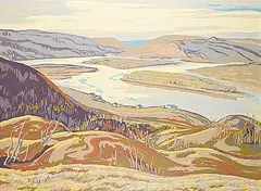 A. Y. Jackson, Junction of the Peace and Smoky Rivers, 1953, colour silkscreen on wood board