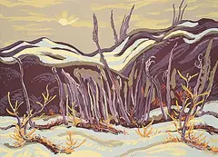 A. Y. Jackson, West Bay Fault, Yellowknife, colour silkscreen on paper board