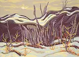 A. Y. Jackson, West Bay Fault, Yellowknife, colour silkscreen on paper board