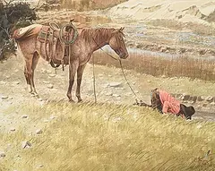 Bob Moline, Having a Cool One, watercolour on paper