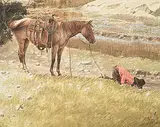 Bob Moline, Having a Cool One, watercolour on paper