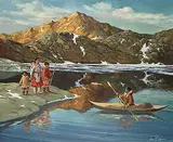 Nori Peter, Father Returning to His Family, oil on wood board