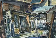 Bartley Robilliard Pragnell, Moose Jaw Laundry, watercolour on paper