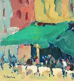 Lesley Rich, Coffee in S. Margharita Plaza, oil on canvas