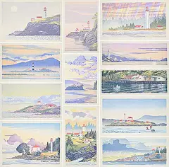 Graham A. Scholes, Untitled - Twelve Coastal Prints, colour wood blocks on paper