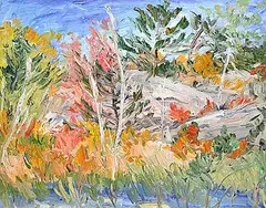Bruce Steinhoff, Georgian Bay Shoreline with Birches, oil on canvas