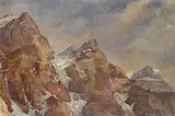 Ina D.D. Uhthoff, Untitled - Rocky Mountain Tops, oil on canvas board