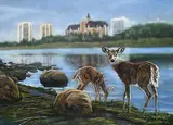 Al Nelson Weitzel, Untitled - Riverside, egg tempera on wood board