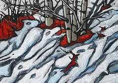 Rob Zeer, Untitled - Winter, Forest Floor, acrylic on paper