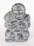 Davidialuk Alasua Amittu, Untitled - Fisherman Caught in Net, grey stone carving