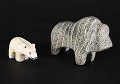 Barnabus Arnasungaaq, Muskox [and Bear], stone and bone carvings