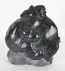 Thomassee Echalook, Untitled - Blowing the Avatak, black stone carving