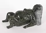 Isacci Etidlui, Woman Giving Birth, 2008, green stone carving