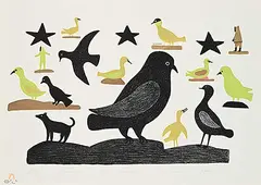 Kingmeata Etidlooie, Birds #22/40, 1976, colour lithograph on paper