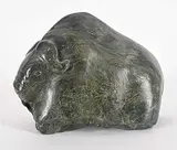 Untitled - Big Green Muskox by Jonasie Quarqortok Faber, 1980, green stone carving, sold Mar 2025