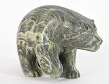 Untitled - Walking Bear by Jonasie Quarqortok Faber, green stone carving, sold Mar 2025