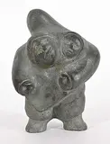 David Ikutaaq, Untitled - Mother and Child, grey stone carving