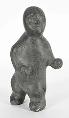 Tuna Iquliq, Untitled - Inuk Boxing, green stone carving