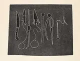 Helen Kalvak, Seal Hunting Tools #3/50, 1980, stonecut on paper