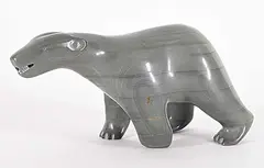 Seemee Kanayuk, Untitled - Growling Bear, 1978, grey and brown stone carving