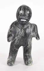 John Kavik, Untitled - Inuk in Awe, grey stone carving