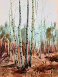 Terry McCue, Untitled - Birch Trees, oil on canvas