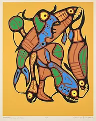 Norval Morrisseau, Metamorphosis - Man into Fish #67/99, colour silkscreen on paper
