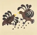 Agnes Nanogak, Fighting Hawks #3/50, 1980, colour stonecut on paper