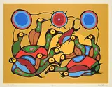 Norval Morrisseau, The Gathering, colour silkscreen on paper