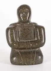 Conlucy Nayoumealook, Untitled - Woman Crouched, grey stone carving