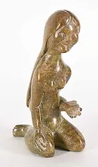 Temela Oopik, Untitled - Girl Washing, green stone carving