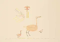 Josie Papialuk, Untitled - Bird Life, felt pen on paper