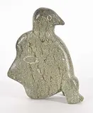 Nuluapik Pee, Untitled - Man and Bird Transformation, green stone carving