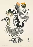 Innukjuakju Pudlat, Feathered Quartet #5/50, 1965, colour stonecut on paper