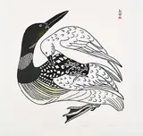 Kananginak Pootoogook, Legend of Loon and Raven #25/50, 1971, colour stonecut on paper